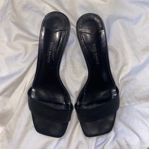 Black leather tony bianco heels
